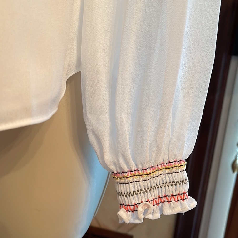 WHBM OFF-SHOULDER EMBROIDERED BLOUSE - Picture 7 of 11